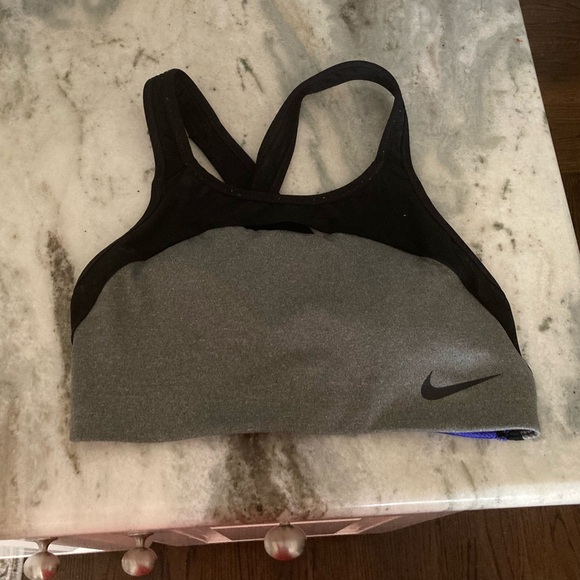 Nike Dri-Fit Grey & Black Logo Sports Bra XS - Picture 1 of 6
